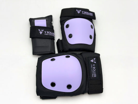 Equipo de protecciones Muñequeras, Coderas y Rodilleras VRoller Morada