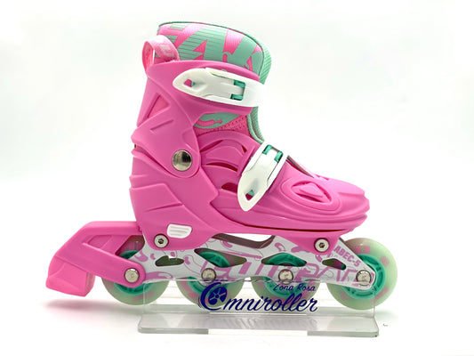 Kit de Patines Ajustables Fitness para niños con protecciones Cougar Rosa