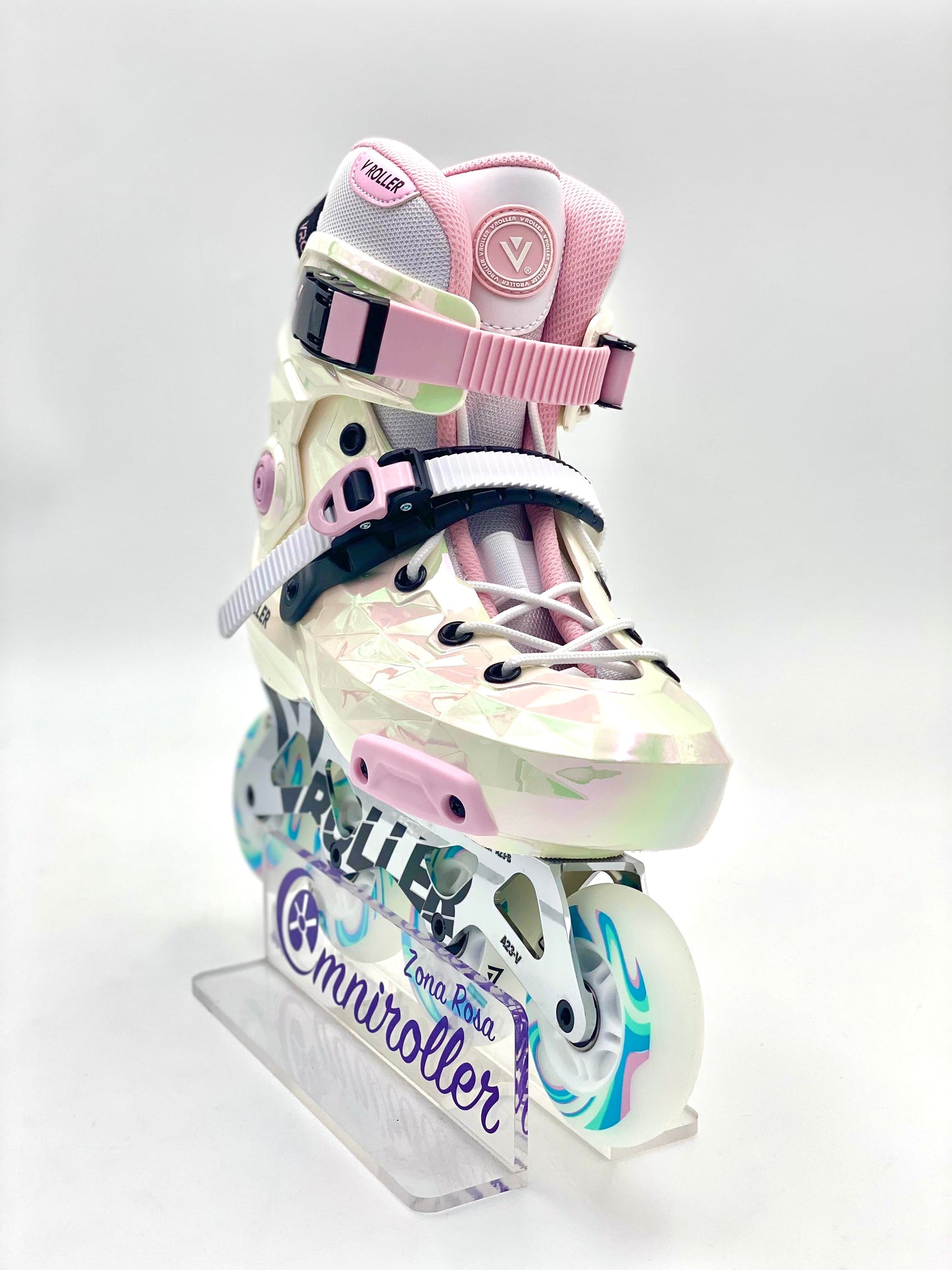 Patines Freeskate VRoller A23 Blanco Tornasol LED