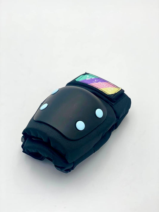 Equipo de protecciones Muñequeras, Coderas y Rodilleras VRoller Negro Arcoiris