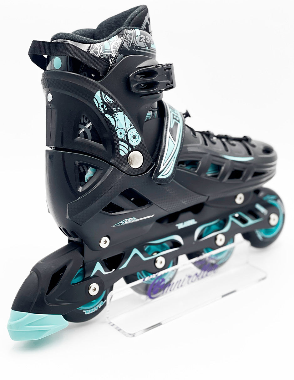 Patin en linea Hard Fitness Blazer Negro/Turquesa con Mochila