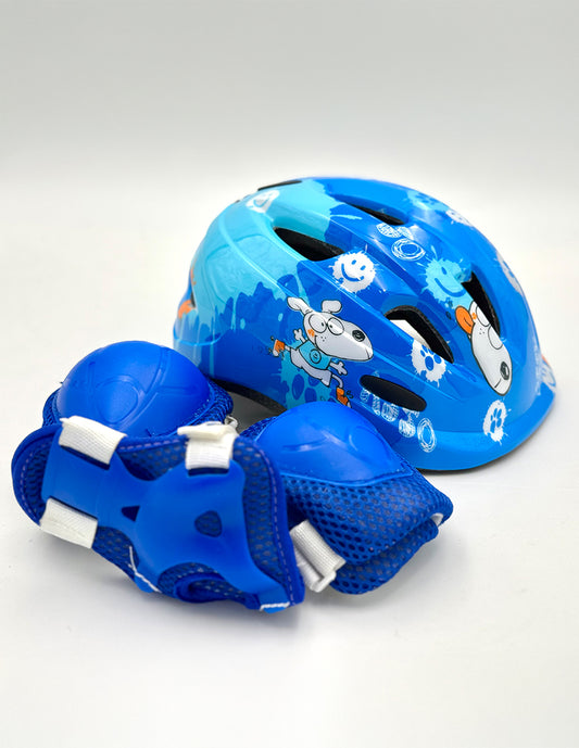 Equipo de proteccion completo: Casco, Muñequeras, Coderas y Rodilleras Blazer Infantiles Azul