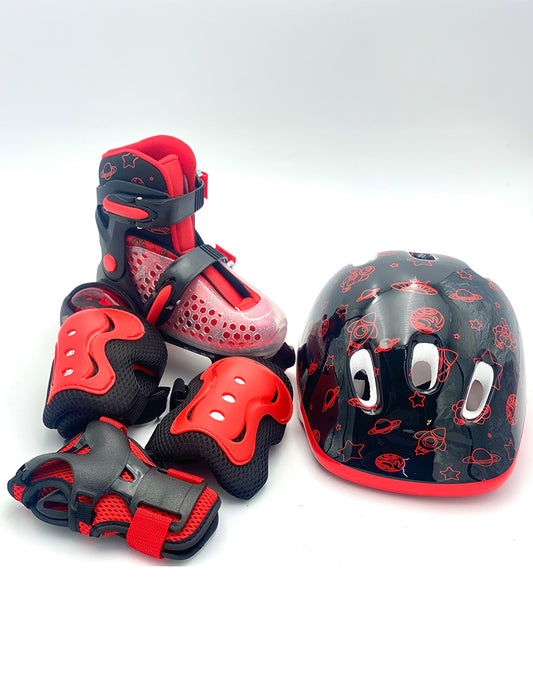 Kit de Patines Entrenadores VRoller con protecciones Rojo