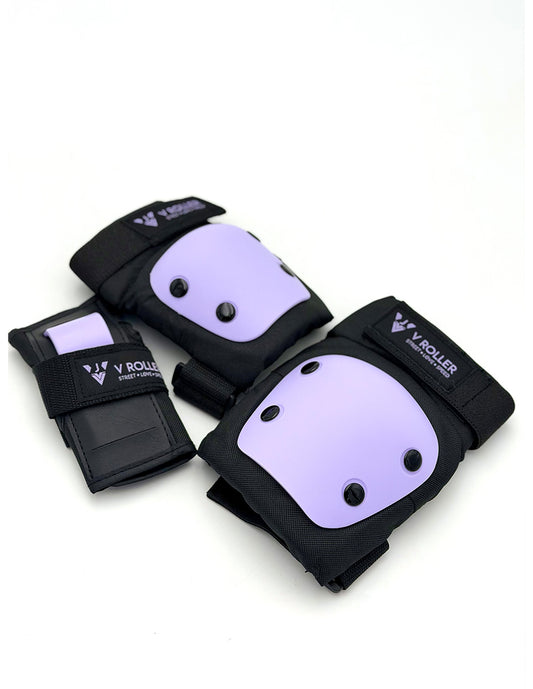 Equipo de protecciones Muñequeras, Coderas y Rodilleras VRoller Morada
