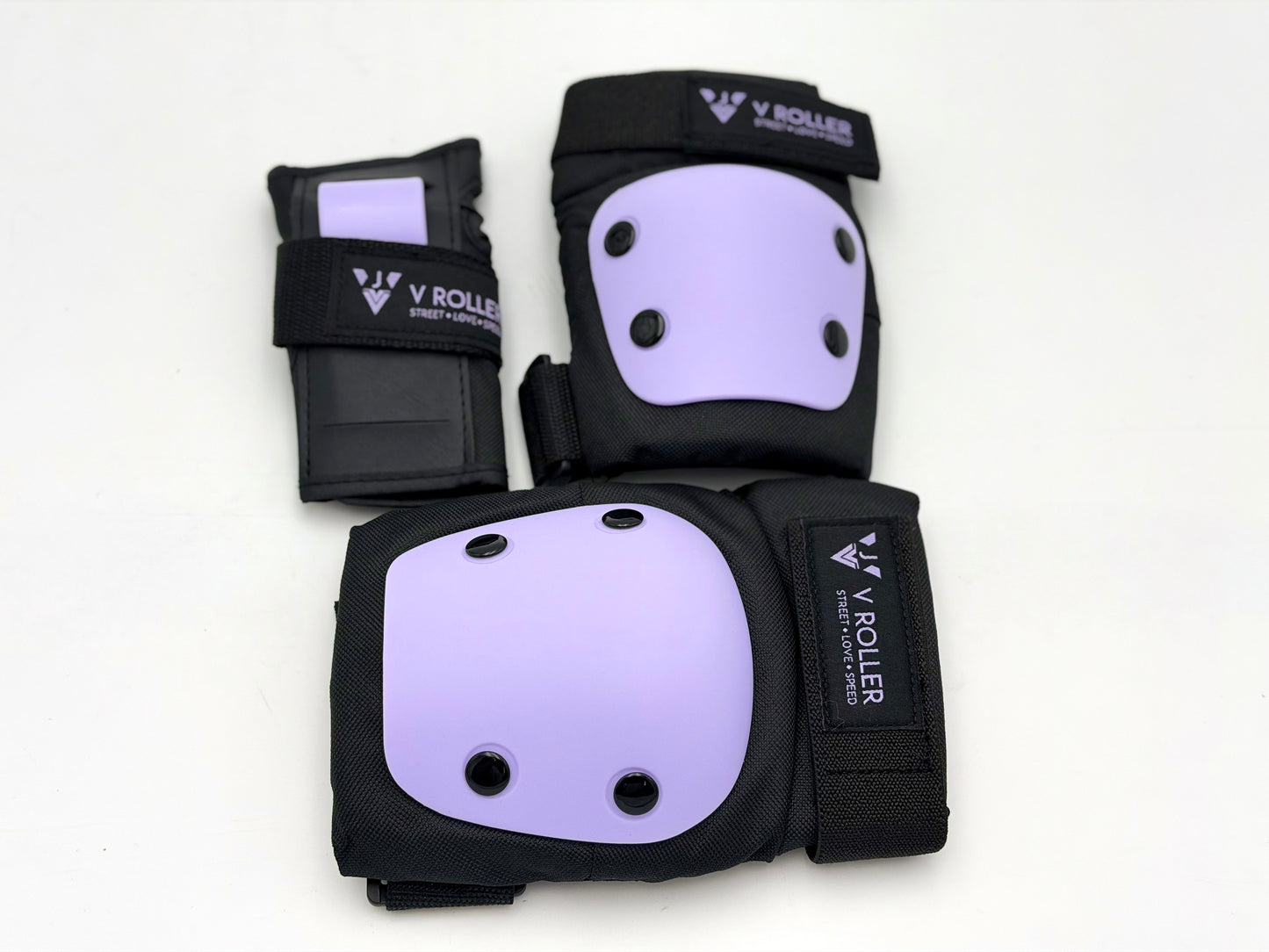 Equipo de protecciones Muñequeras, Coderas y Rodilleras VRoller Morada