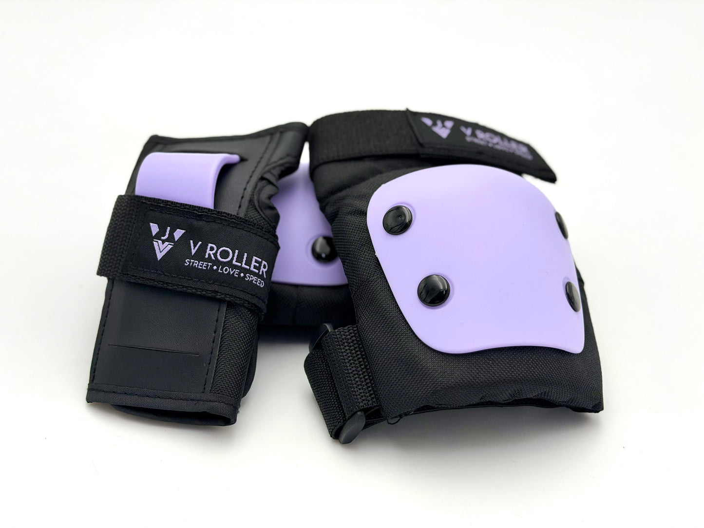 Equipo de protecciones Muñequeras, Coderas y Rodilleras VRoller Morada