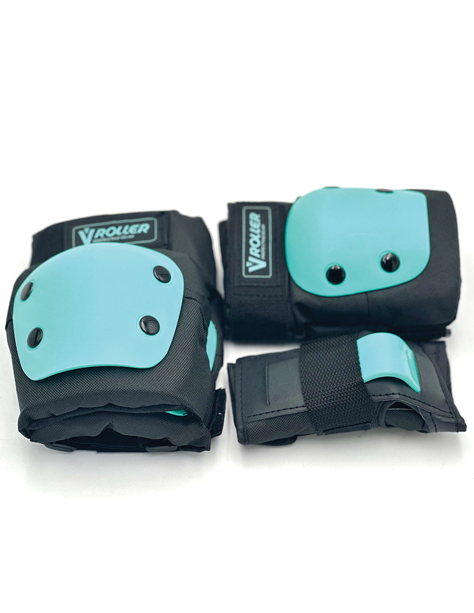 Equipo de protecciones Muñequeras, Coderas y Rodilleras VRoller Azul