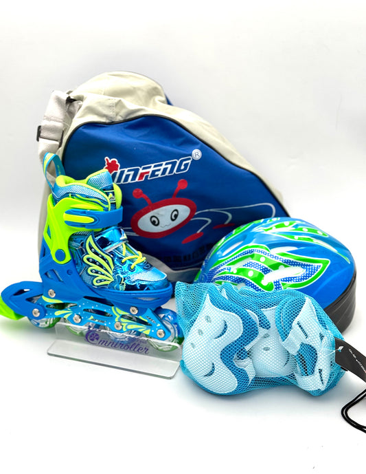 Kit de Patines Ajustables Fitness para niños con protecciones Happy Kids