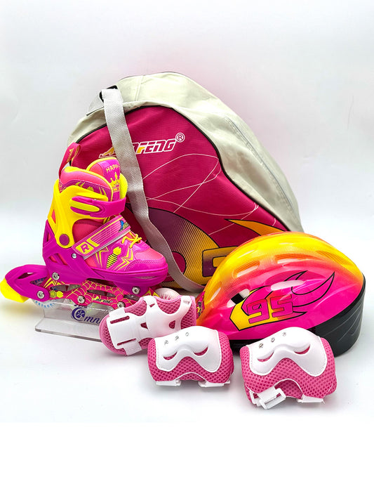 Kit de Patines Ajustables Fitness para niños con protecciones Happy Girl