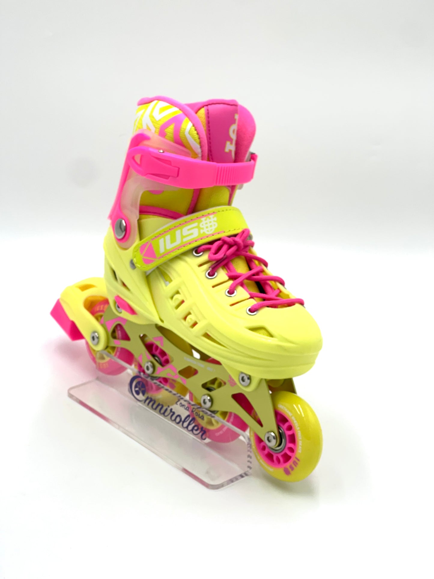 Adjustable Fitness Skates Kit with IUS Protections Pink Yellow