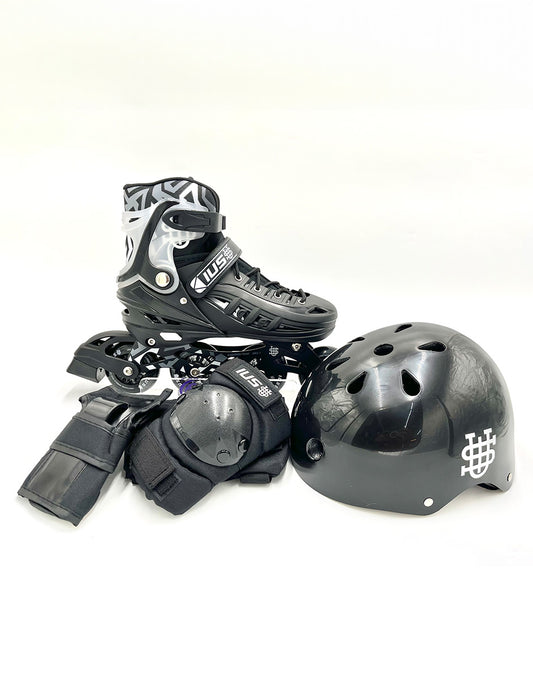 Kit de Patines Ajustables Fitness con Protecciones IUS Negro