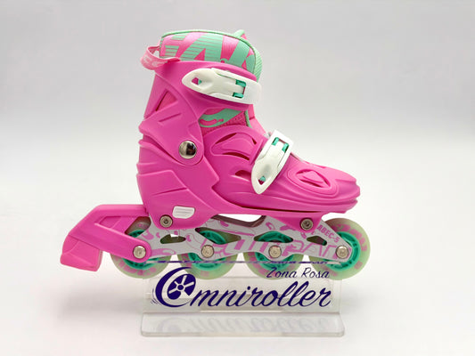 Kit de Patines Ajustables Fitness para niños con protecciones Cougar Rosa