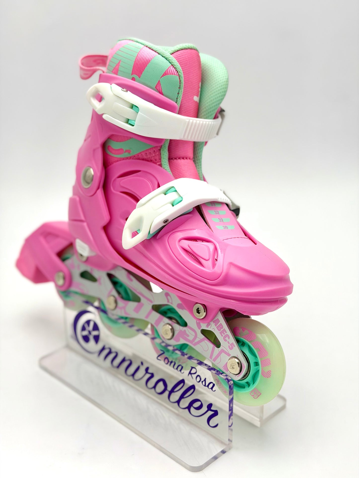 Kit de Patines Ajustables Fitness para niños con protecciones Cougar Rosa