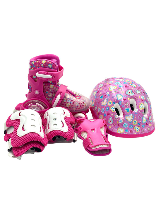 Kit de Patines Entrenadores VRoller con protecciones Rosa
