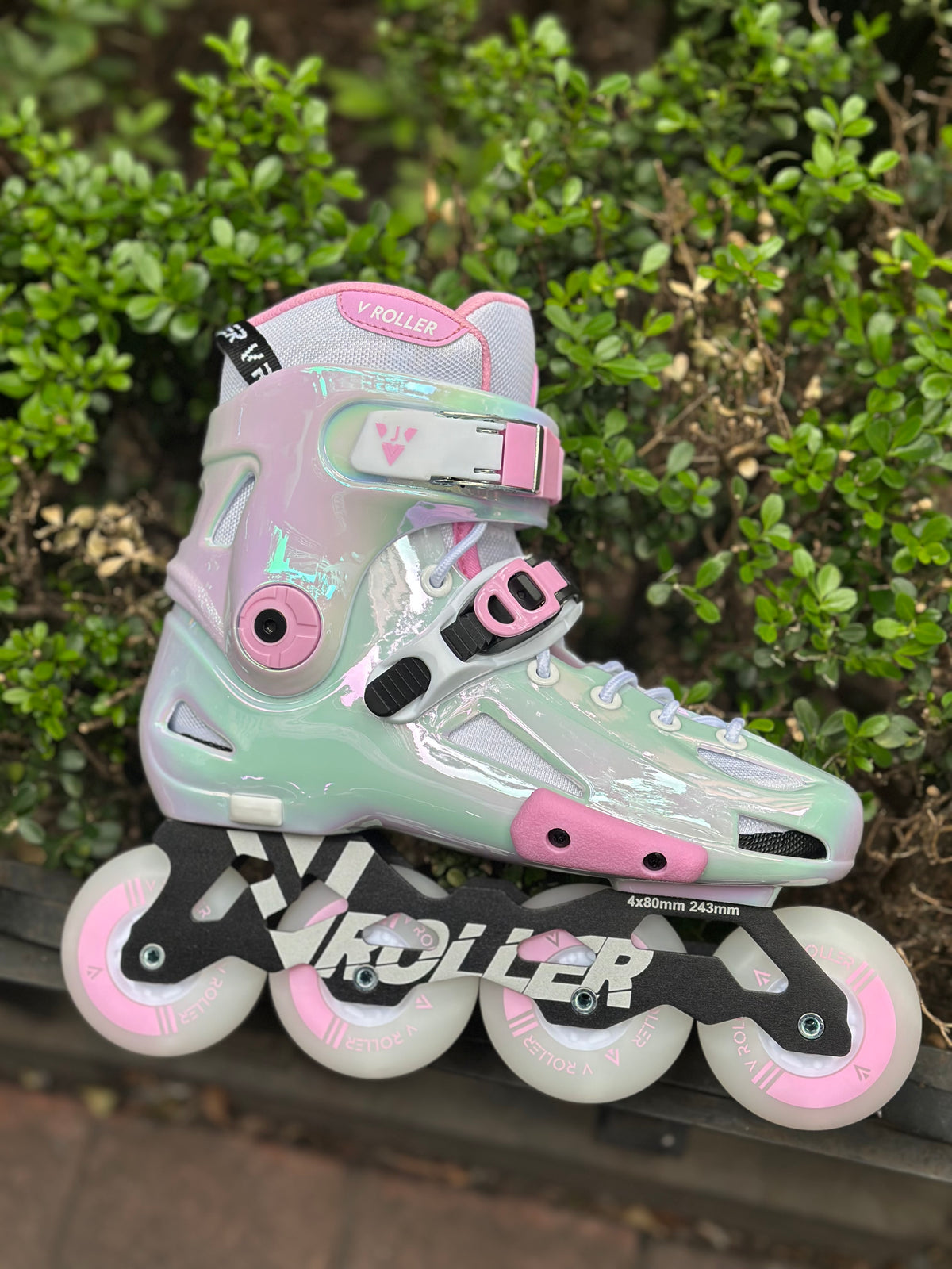 Patines Freeskate VRoller A26 Blanco Tornasol LED