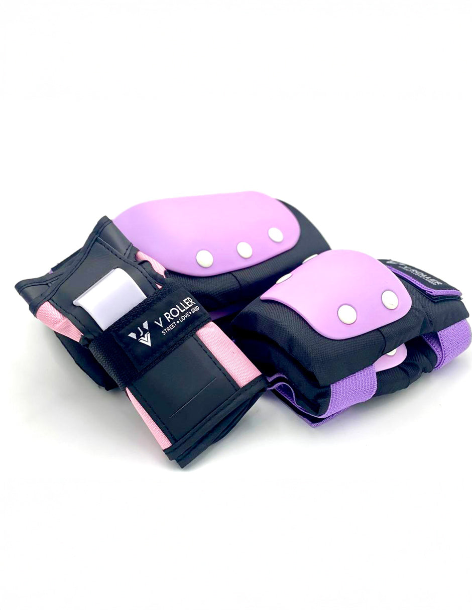 Equipo de protecciones Muñequeras, Coderas y Rodilleras VRoller Lila