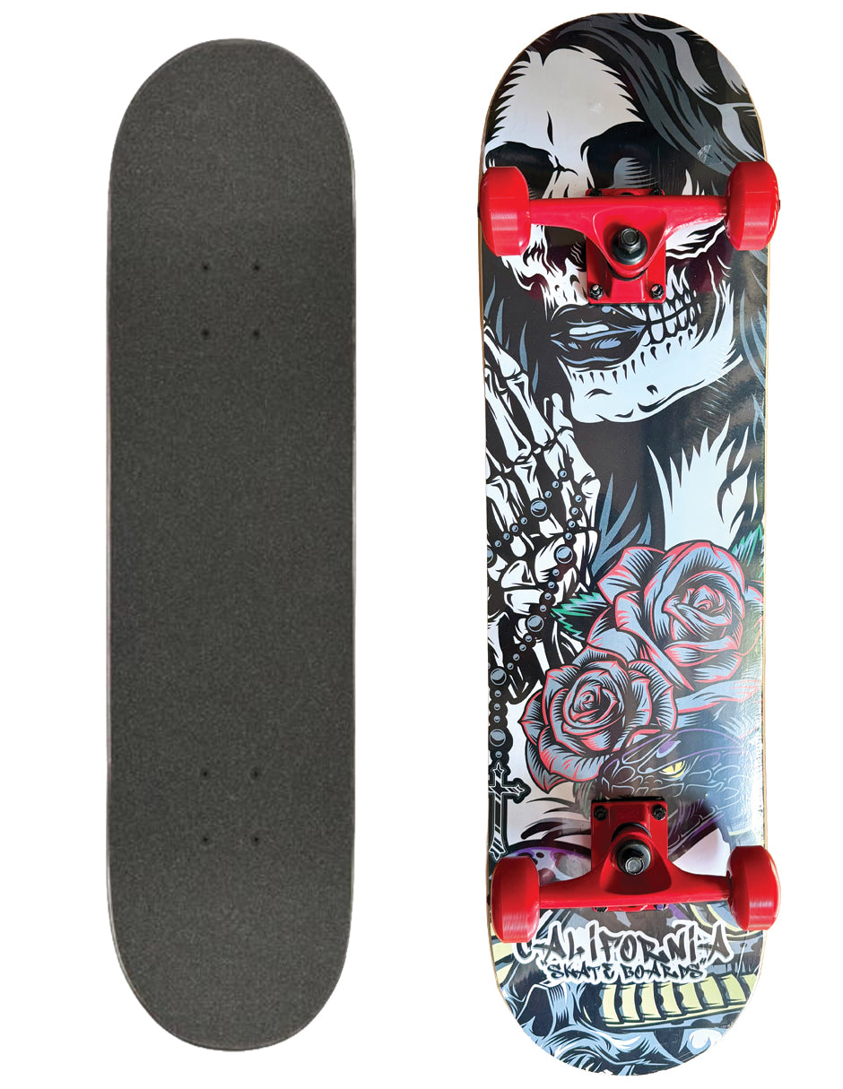 Patineta Skate Skull Rose California