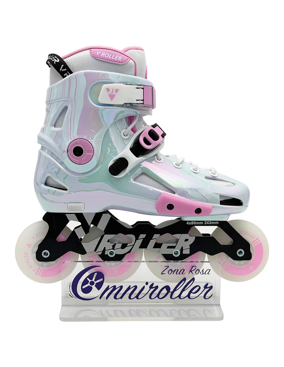 Patines Freeskate VRoller A26 Blanco Tornasol LED