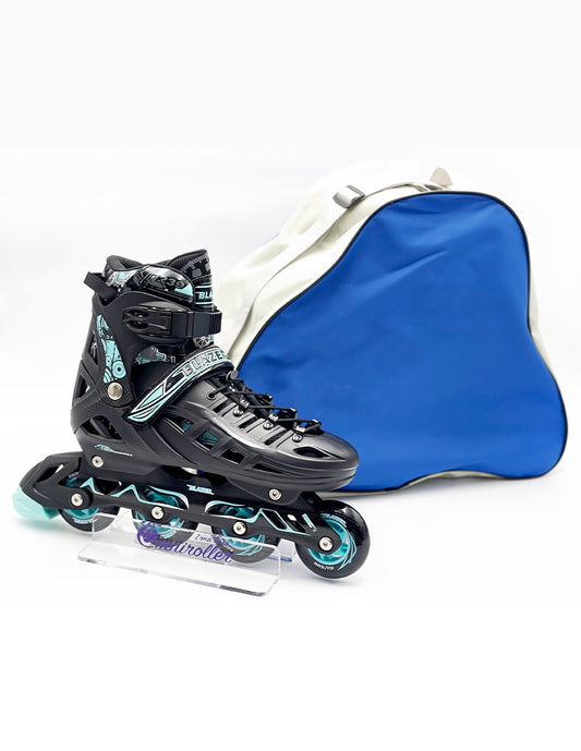 Patin en linea Hard Fitness Blazer Negro/Turquesa con Mochila