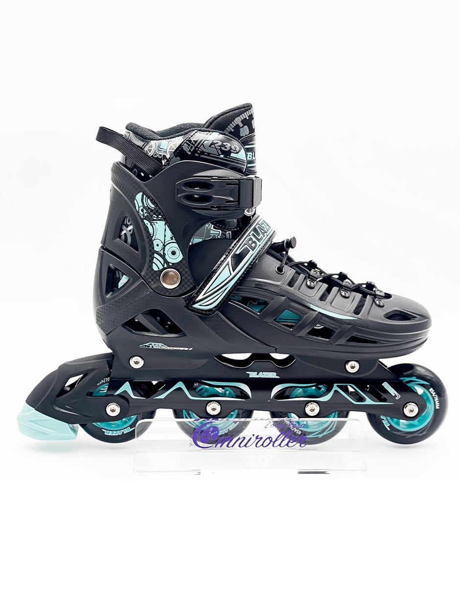Hard Fitness Inline Skate Blazer Black/Turquoise with Backpack