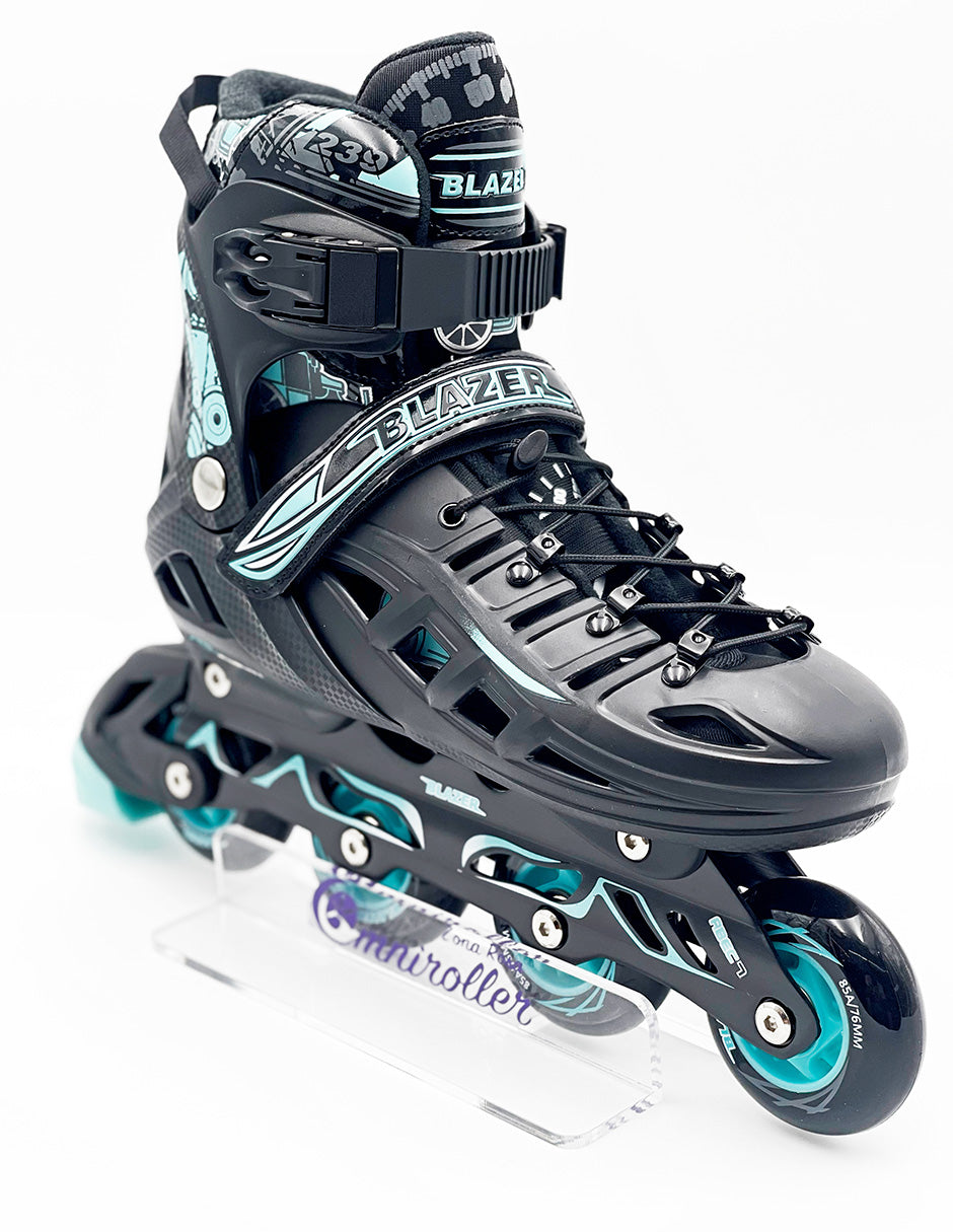 Hard Fitness Inline Skate Blazer Black/Turquoise with Backpack