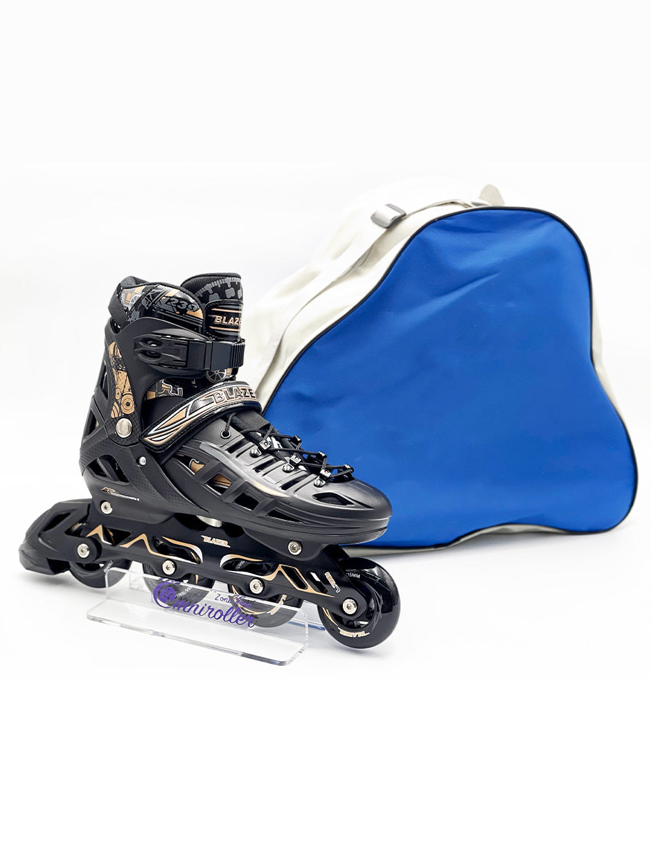 Patin en linea Hard Fitness Blazer Negro/Dorado con Mochila