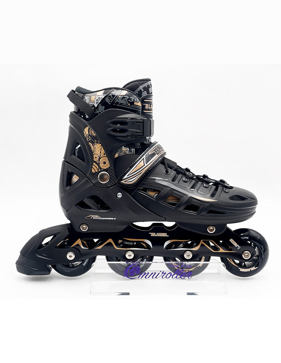 Patin en linea Hard Fitness Blazer Negro/Dorado con Mochila