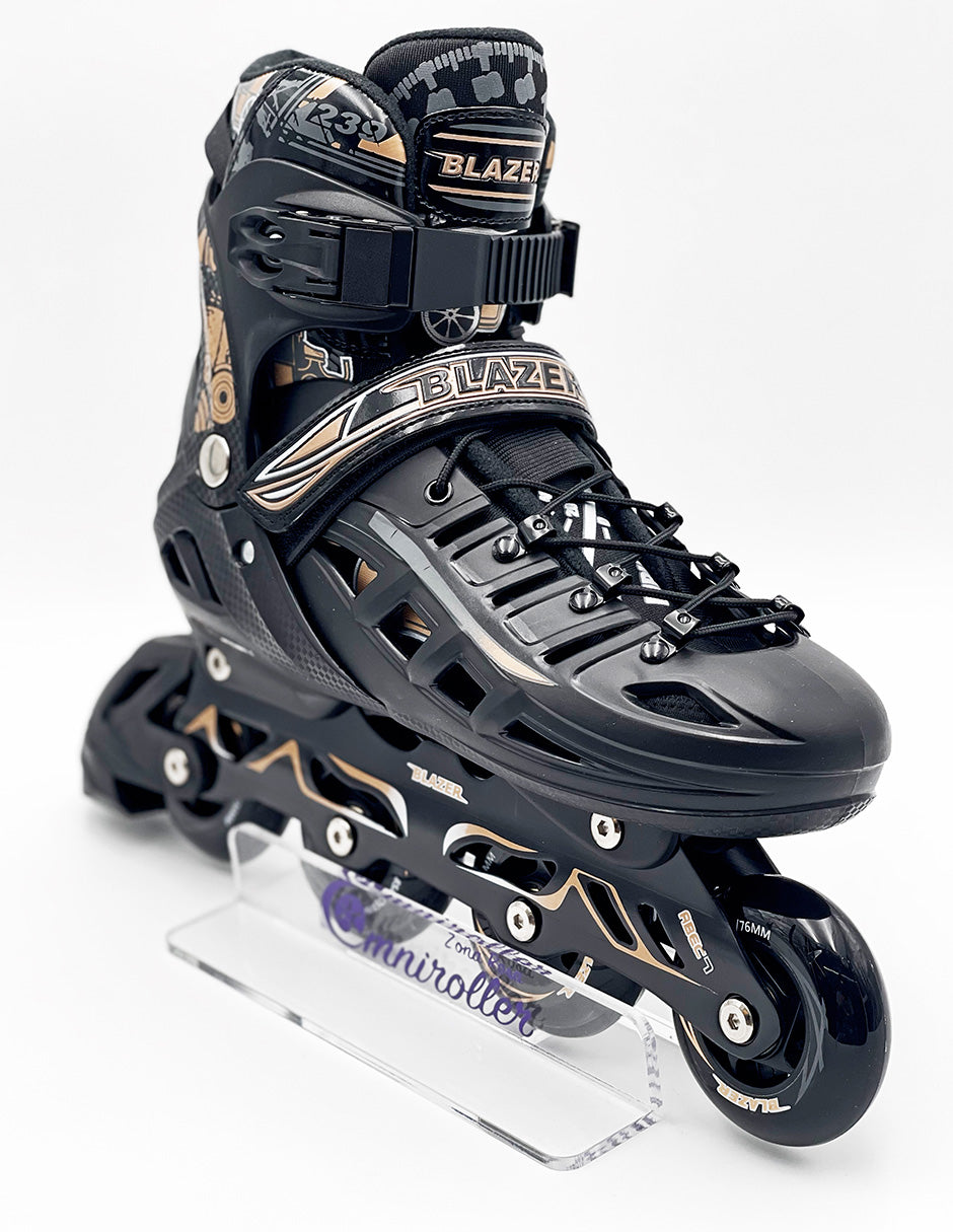 Patin en linea Hard Fitness Blazer Negro/Dorado con Mochila