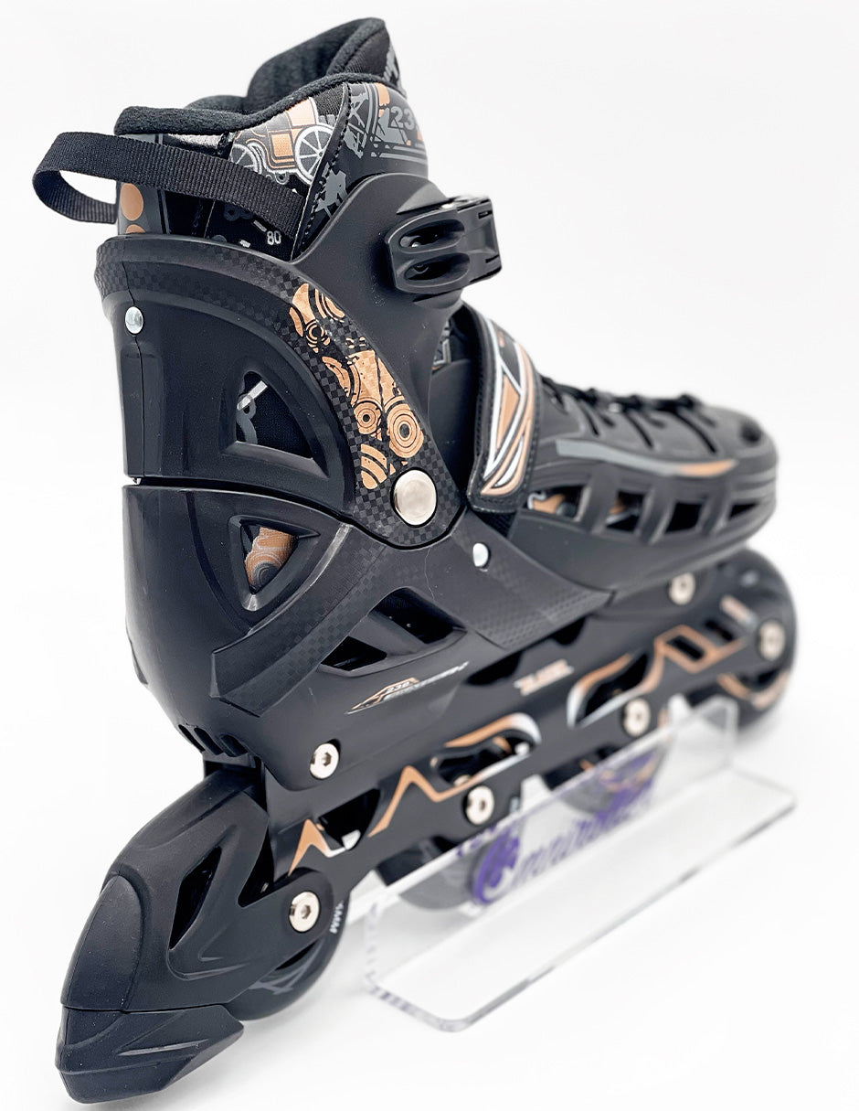 Patin en linea Hard Fitness Blazer Negro/Dorado con Mochila