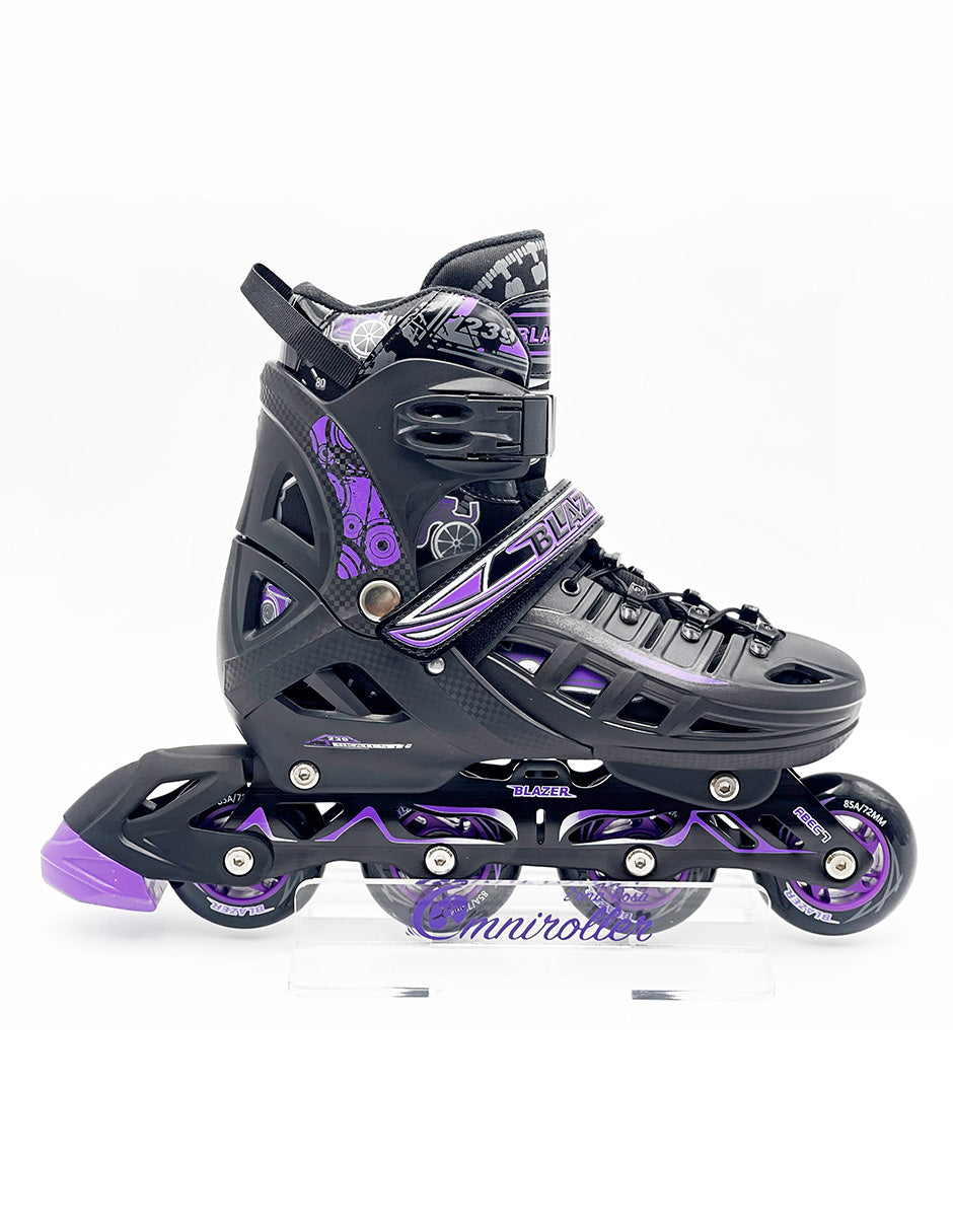 Patin en linea Hard Fitness Blazer Negro/Morado con Mochila