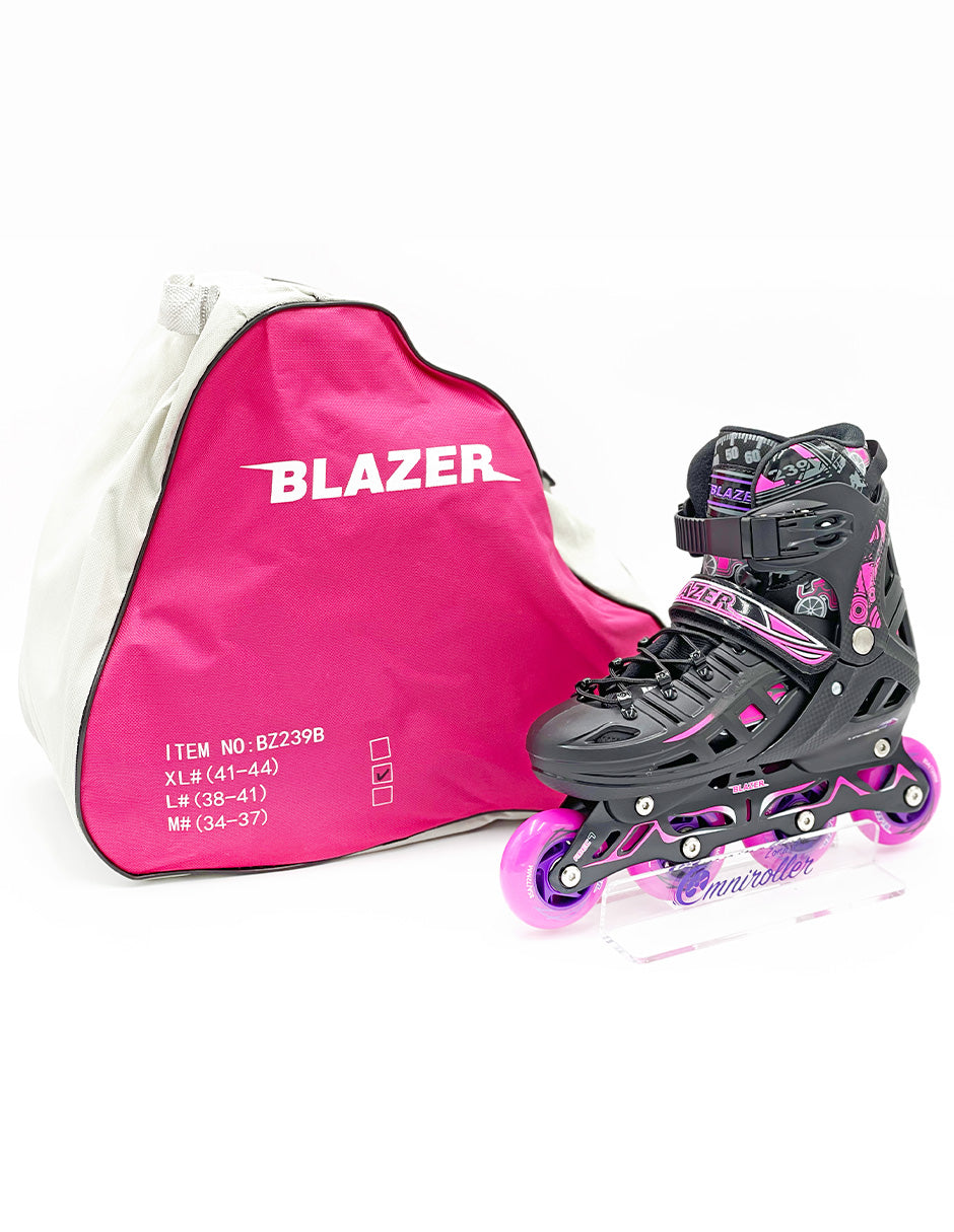 Patin en linea Hard Fitness Blazer Negro/Rosa con Mochila