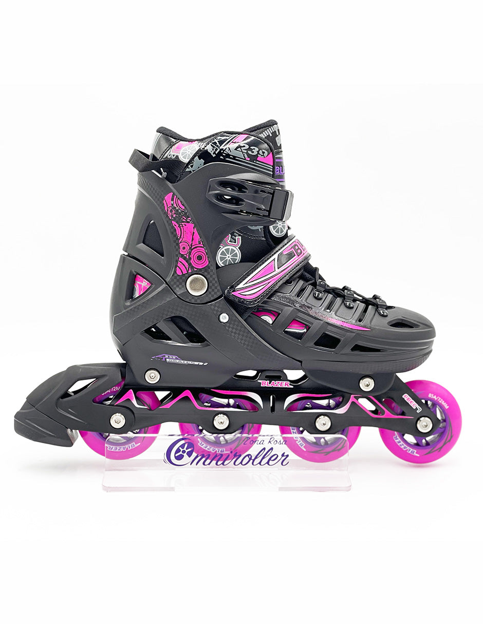 Patin en linea Hard Fitness Blazer Negro/Rosa con Mochila