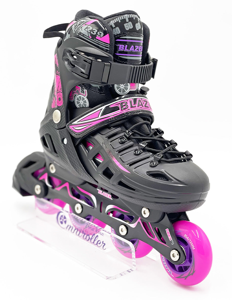 Patin en linea Hard Fitness Blazer Negro/Rosa con Mochila