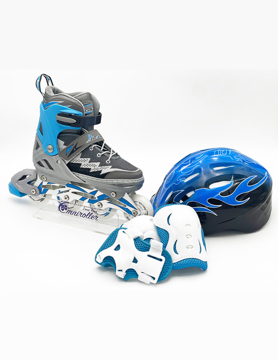 Kit de Patines Ajustables Fitness con protecciones Gray Boys