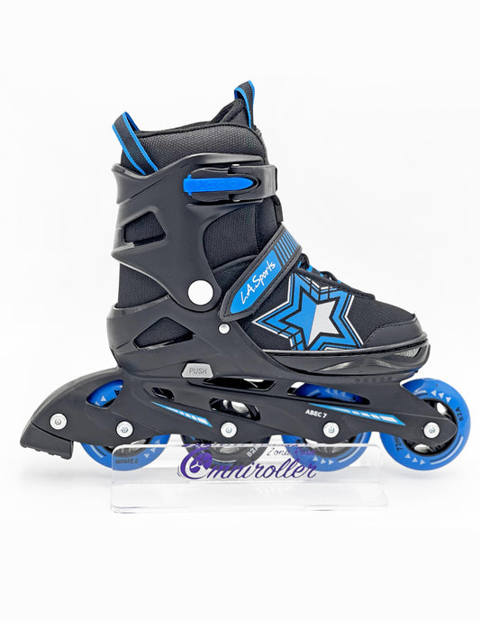 Patin en Linea Fitness Ajustable LA Sports Negro/Azul